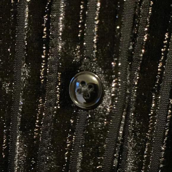 House of Harlow 1960 Velvet Burnout Striped Top  Black Sz M Metallic Threading - Picture 6 of 13